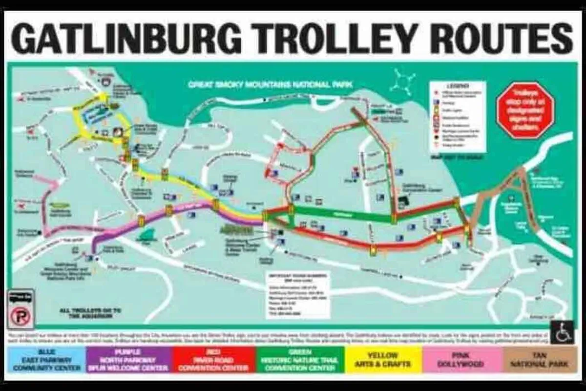 The hero image showcases a scenic view over Gatlinburg, highlighting the accessibility to local trolley routes, charming downtown landmarks, and nearby community centers. The landscape suggests opportunities for exploration, with rolling hills, inviting streets, and easy proximity to shopping, dining, and attractions.